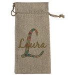 Glitter Moroccan Watercolor Large Burlap Gift Bag - Front