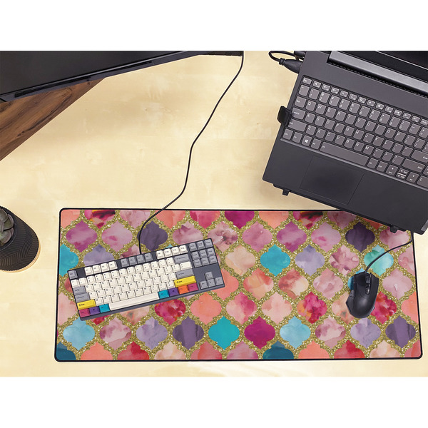Glitter Moroccan Watercolor Large Gaming Mats - LIFESTYLE