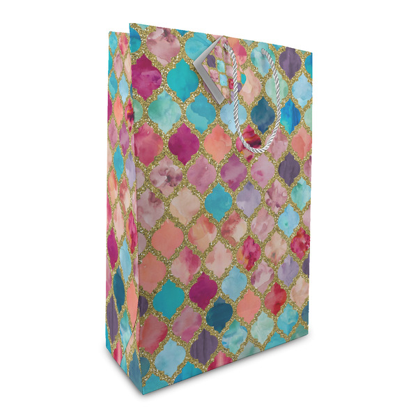Custom Glitter Moroccan Watercolor Large Gift Bag