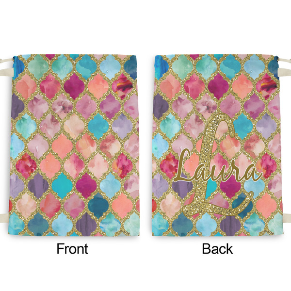 Glitter Moroccan Watercolor Large Laundry Bag - Front & Back View