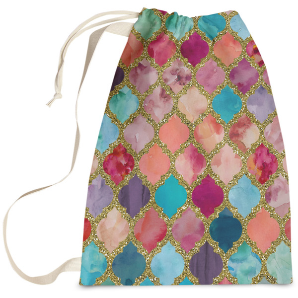 Custom Glitter Moroccan Watercolor Laundry Bag