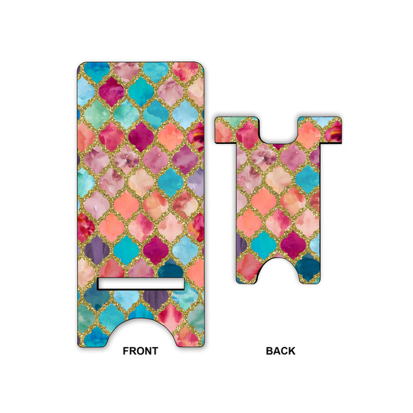 Glitter Moroccan Watercolor Large Phone Stand - Front & Back