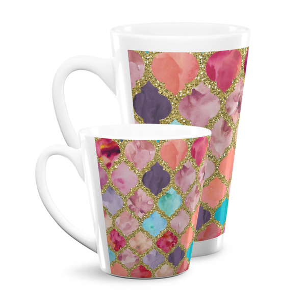 Glitter Moroccan Watercolor Latte Mugs Main
