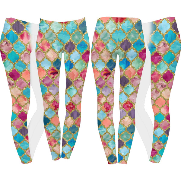 Glitter Moroccan Watercolor Leggings Turn Around - Apvl