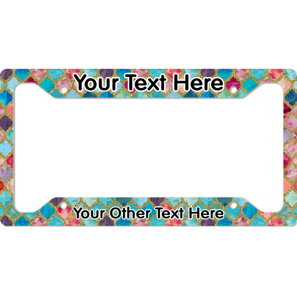 Custom Glitter Moroccan Watercolor License Plate Frame - Style A