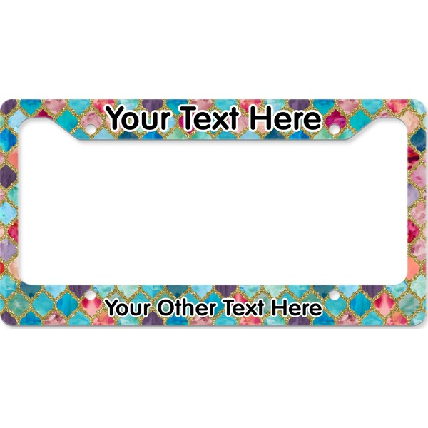 Custom Glitter Moroccan Watercolor License Plate Frame - Style B