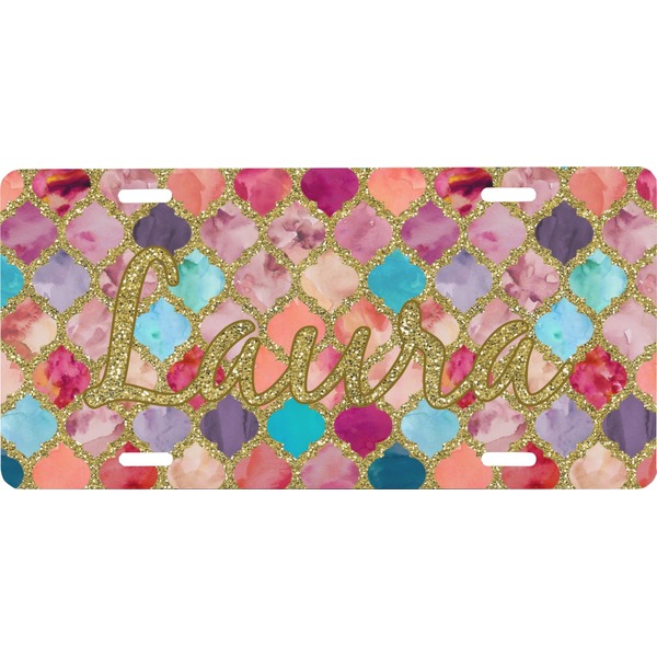 Custom Glitter Moroccan Watercolor Front License Plate