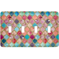 Glitter Moroccan Watercolor Light Switch Cover (4 Toggle Plate)