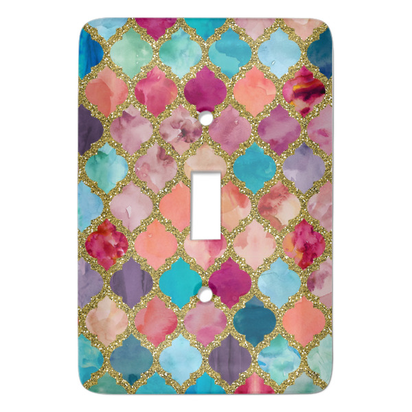 Custom Glitter Moroccan Watercolor Light Switch Cover (Single Toggle)