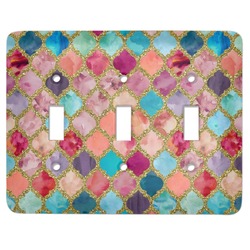Glitter Moroccan Watercolor Light Switch Cover (3 Toggle Plate)