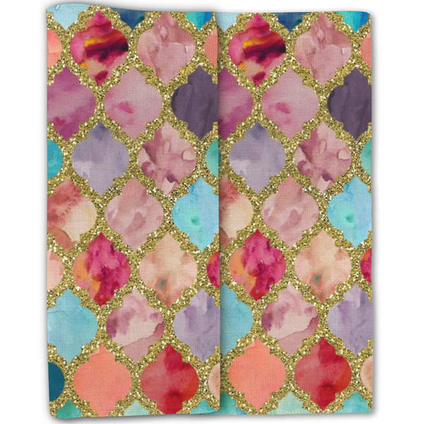 Glitter Moroccan Watercolor Linen Placemat - Folded Half (double sided)