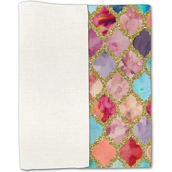 Glitter Moroccan Watercolor Linen Placemat - Folded Half