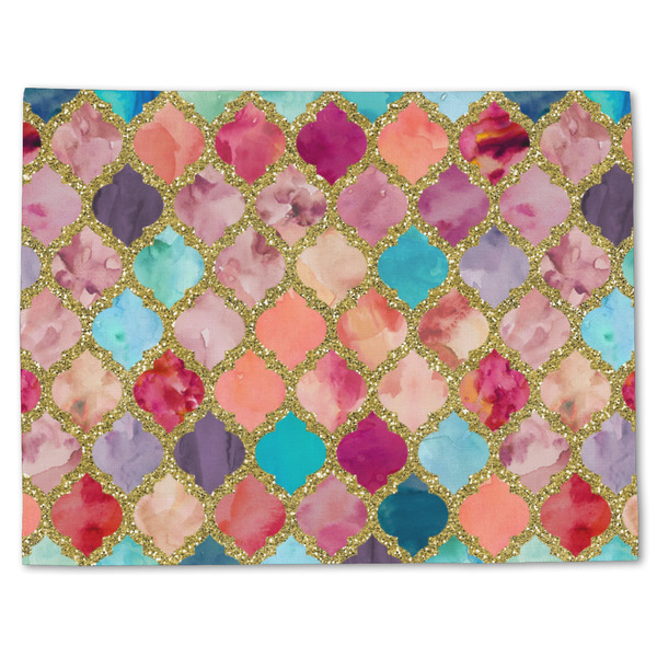 Custom Glitter Moroccan Watercolor Single-Sided Linen Placemat - Single