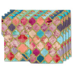 Glitter Moroccan Watercolor Linen Placemat