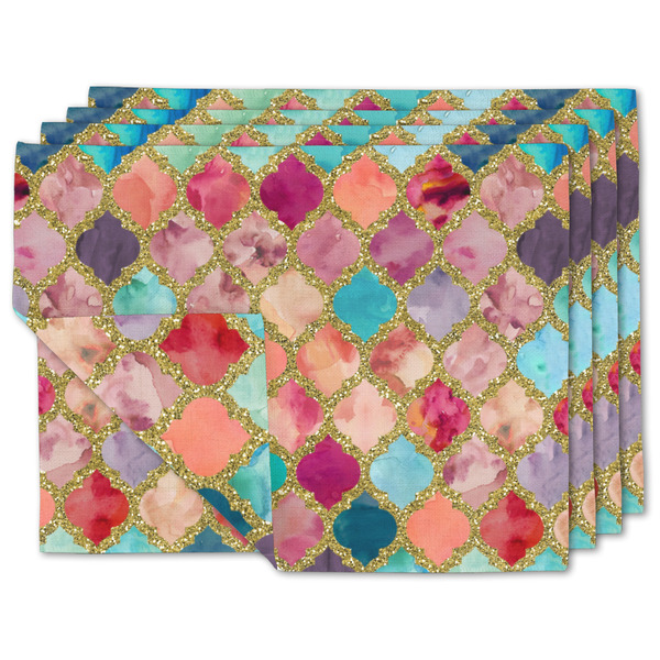 Custom Glitter Moroccan Watercolor Linen Placemat