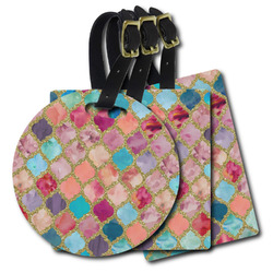 Glitter Moroccan Watercolor Plastic Luggage Tag