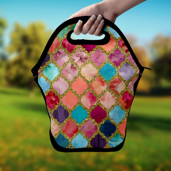 Glitter Moroccan Watercolor Lunch Bag - Hand