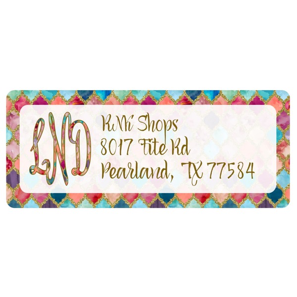 Custom Glitter Moroccan Watercolor Return Address Labels