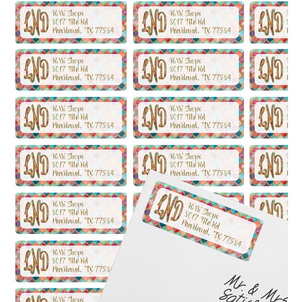 Glitter Moroccan Watercolor Mailing Label on Envelope - Multiple Labels