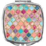 Glitter Moroccan Watercolor Compact Makeup Mirror