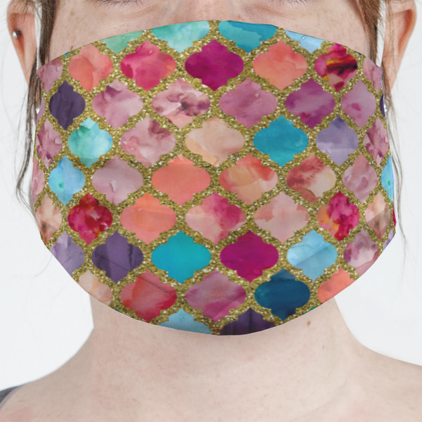 Custom Glitter Moroccan Watercolor Face Mask Cover