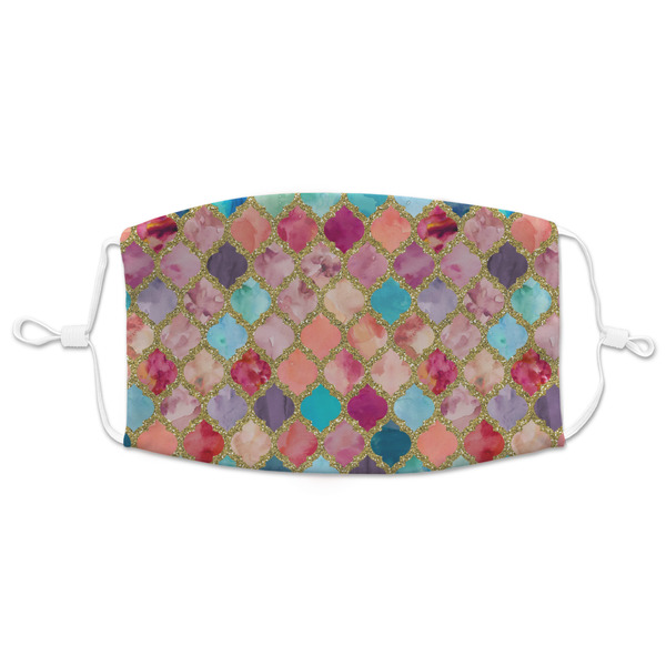 Custom Glitter Moroccan Watercolor Adult Cloth Face Mask - XLarge