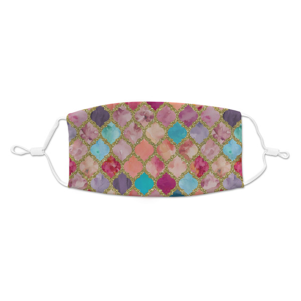 Custom Glitter Moroccan Watercolor Kid's Cloth Face Mask - Standard