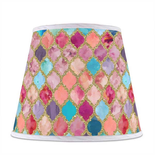 Glitter Moroccan Watercolor Poly Film Empire Lampshade - Front View