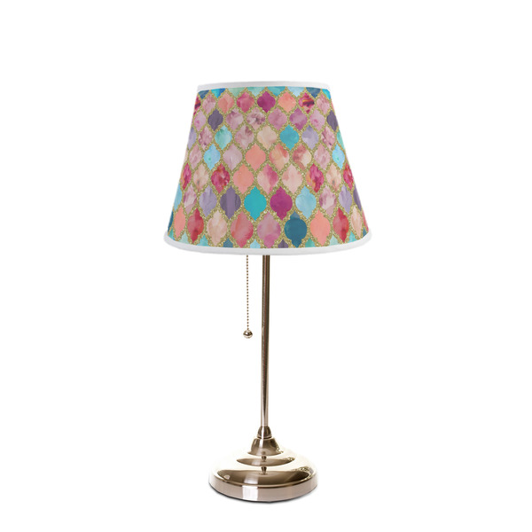 Glitter Moroccan Watercolor Poly Film Empire Lampshade - On Stand