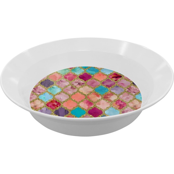 Custom Glitter Moroccan Watercolor Melamine Bowl