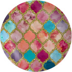 Glitter Moroccan Watercolor Melamine Salad Plate - 8"