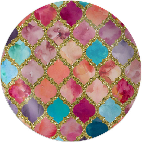 Custom Glitter Moroccan Watercolor Melamine Plate