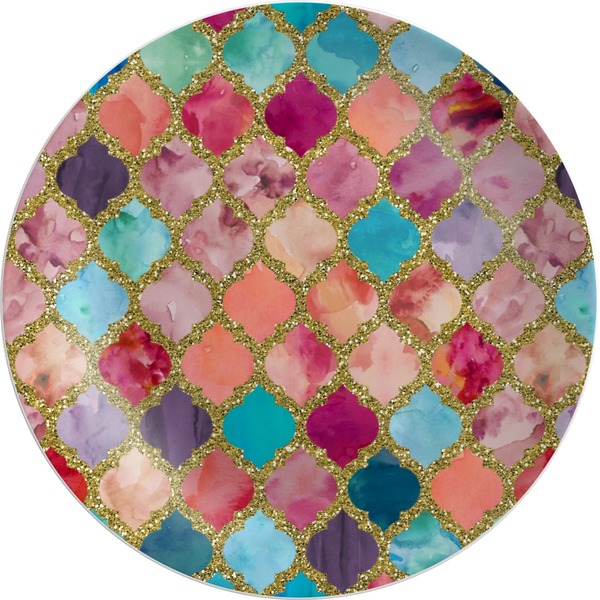 Custom Glitter Moroccan Watercolor Melamine Plate - 10"