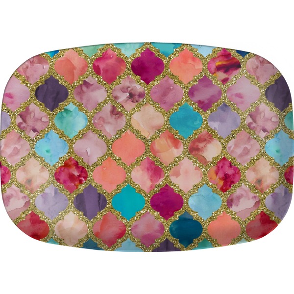 Custom Glitter Moroccan Watercolor Melamine Platter