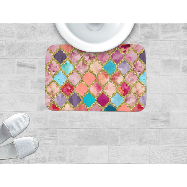 Glitter Moroccan Watercolor Memory Foam Bath Mat - LIFESTYLE