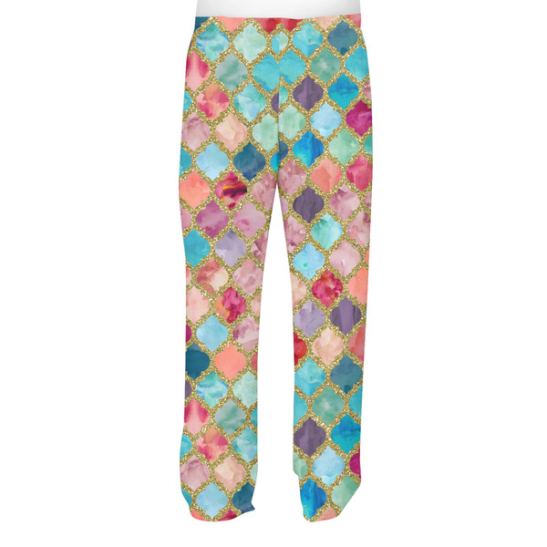 Glitter Moroccan Watercolor Men's Pjs Back - on model