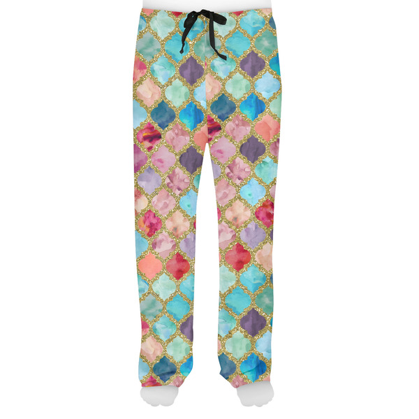 Glitter Moroccan Watercolor Men's Pjs Front - on model