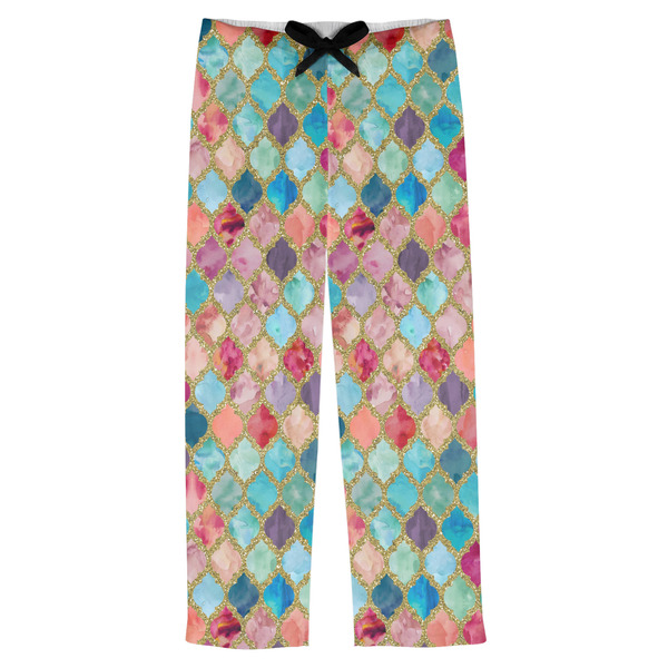 Custom Glitter Moroccan Watercolor Mens Pajama Pants