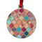 Glitter Moroccan Watercolor Metal Ball Ornament - Front