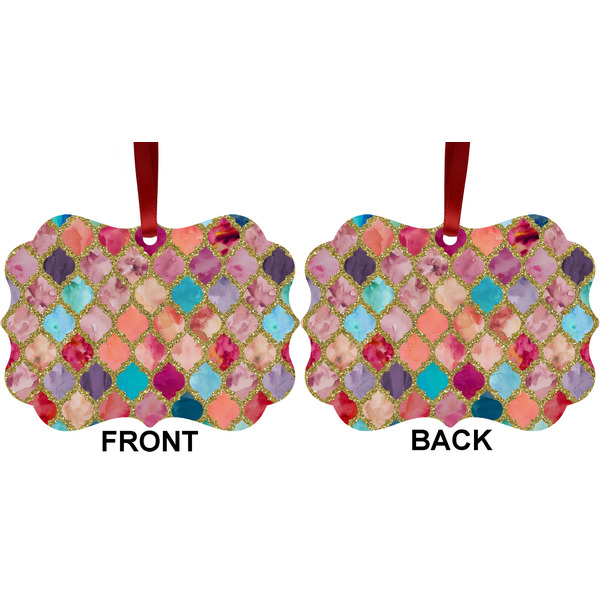 Glitter Moroccan Watercolor Metal Benilux Ornament - Front and Back (APPROVAL)