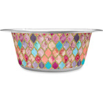 Glitter Moroccan Watercolor Stainless Steel Dog Bowl - Large