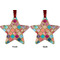 Glitter Moroccan Watercolor Metal Star Ornament - Front and Back