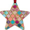 Glitter Moroccan Watercolor Metal Star Ornament - Front