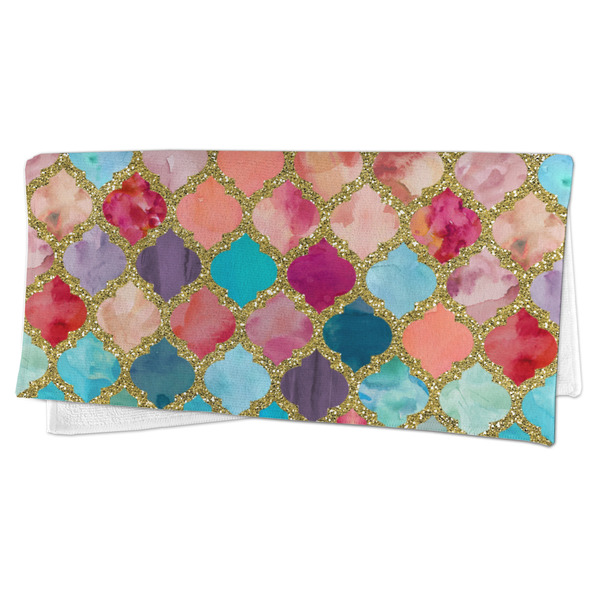 Glitter Moroccan Watercolor Microfiber Dish Rag - FOLDED (half)