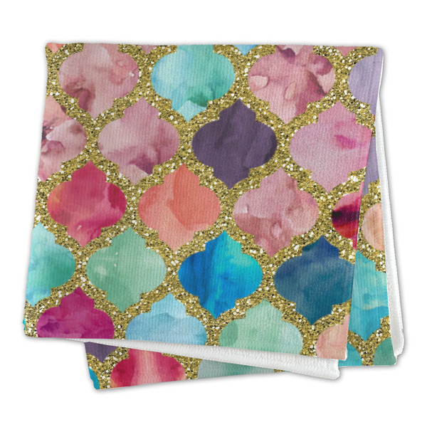 Glitter Moroccan Watercolor Microfiber Dish Rag - FOLDED (square)