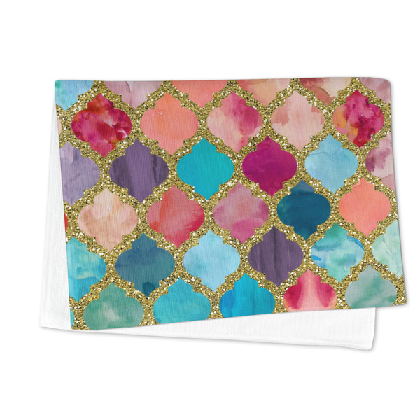 Glitter Moroccan Watercolor Microfiber Dish Towel - FOLDED HALF