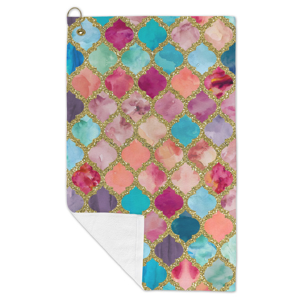 Glitter Moroccan Watercolor Microfiber Golf Towels - FOLD