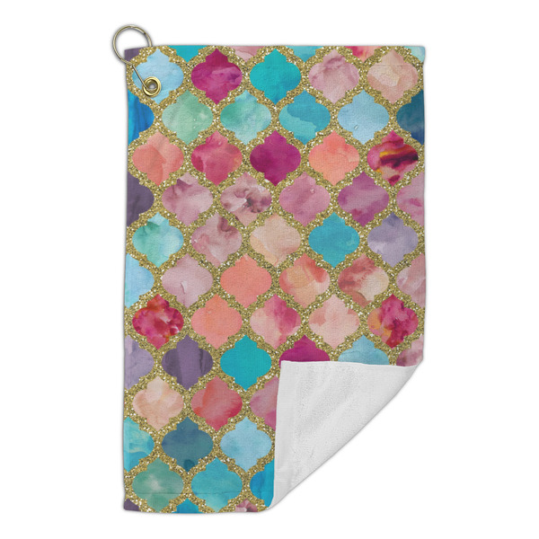 Glitter Moroccan Watercolor Microfiber Golf Towels Small - FRONT FOLDED