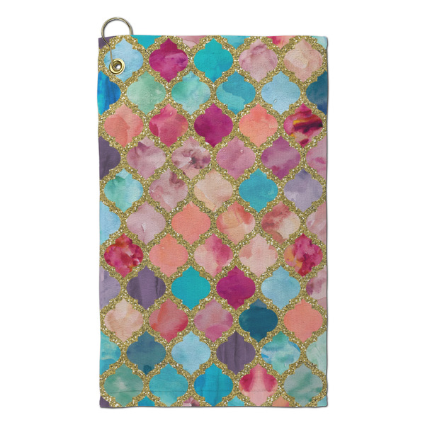 Custom Glitter Moroccan Watercolor Microfiber Golf Towel - Small