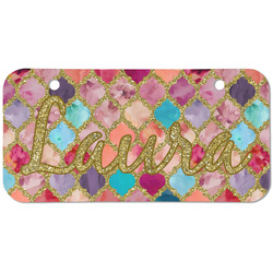 Glitter Moroccan Watercolor Mini/Bicycle License Plate (2 Holes)